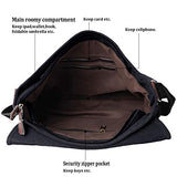 Vintage Canvas Satchel Messenger Bag for Men Women,Travel Shoulder bag 13.5" Laptop Bags Bookbag (Black)