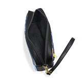 Colourlife Blue Tropical Jungle Flowers Hummingbird Pu Leather Pencil Case Holder Pouch Makeup Bags