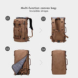 WITZMAN Canvas Backpack Vintage Travel Backpack Large Laptop Bags Convertible Shoulder Rucksack (A519-1 Brown)