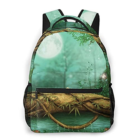 Multi leisure backpack,Fantasy Forest Fairy Tale Mushroom Jungle Gre, travel sports School bag for adult youth College Students