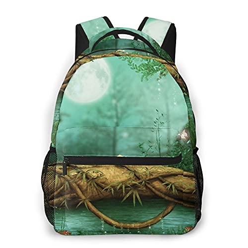 Multi leisure backpack,Fantasy Forest Fairy Tale Mushroom Jungle Gre, travel sports School bag for adult youth College Students