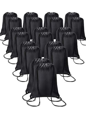 Shappy 20 Pieces Drawstring Bag Backpack Sport Bag Cinch Tote Travel Rucksack for Traveling and Storage (Black 2)