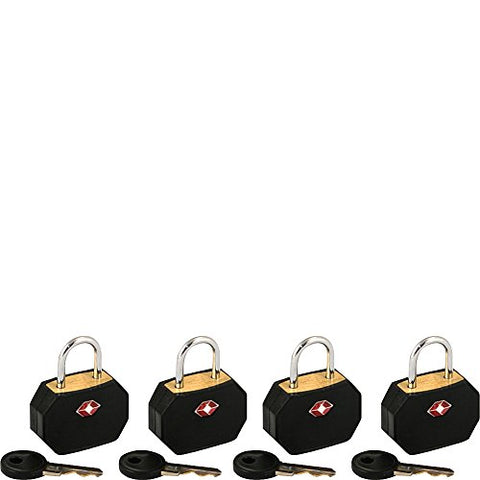 Lewis N. Clark Tsa Padlocks/4 Pack (Black)