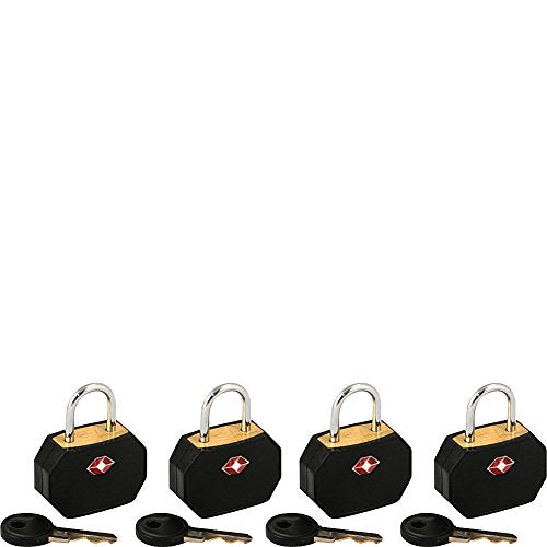 Lewis N. Clark Tsa Padlocks/4 Pack (Black)