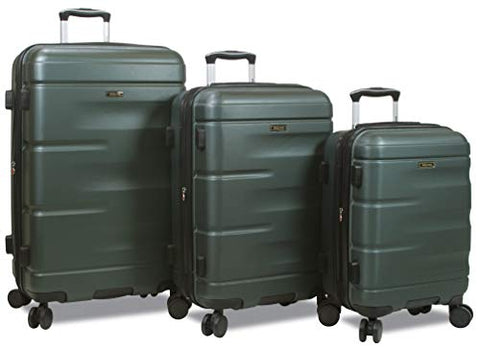 COMTEARISTO-DEJUNO 3 Pcs Luggage Set Hardside Travel Spinner Suitcase ABS Globalway-DJ-605 (GREEN)