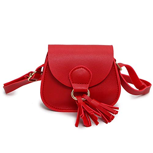Kids Girls Soft Leather Shoulder Purse with Tassel Mini Crossbody Bag