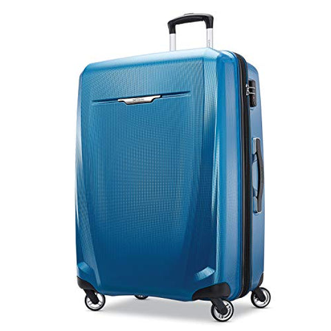 Samsonite Winfield 3 DLX Hardside Checked Luggage with Double Spinner Wheels, 28-Inch, Blue/Navy