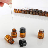 50 pack 1 ml 1/4 Dram Mini Amber Glass Essential Oils Sample Bottles with Black Caps for Essential Oils,Chemistry Lab Chemicals,Colognes & Perfumes.3 plastic droppers as gift.