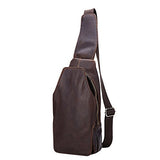Sealinf Men'S Full Grain Leather Crossbody Chest Sling Bag Backpack (Reddish Brown)