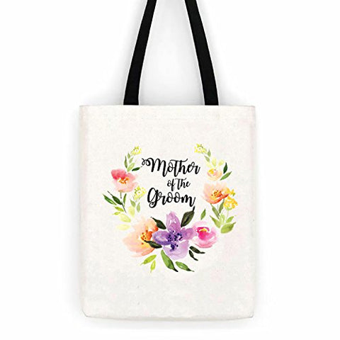 Mother Of The Groom Floral Wedding Cotton Canvas Tote Bag School Day Trip Bag
