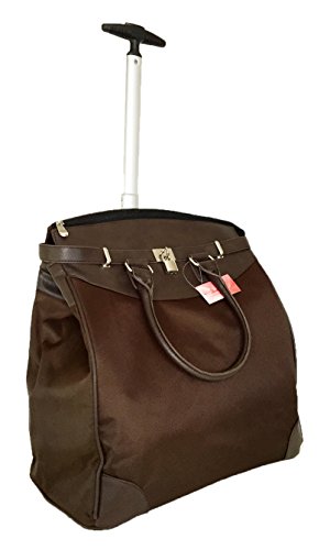 Trendy Flyer Computer/Laptop Rolling Bag 2 Wheel Case Plain Brown