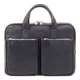 Bugatti Sartoria Medium Top Grain Leather Zipper Briefcase, Leather, Black