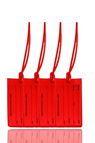 4 Red Luggage Tags - Made in USA