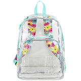 Eastsport Clear Backpack, Fully Transparent with Padded Straps, Clear/Turquoise/Watercolor Floral