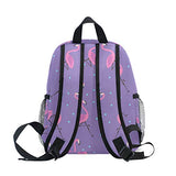 GIOVANIOR Purple Flamingos Blue Dots Lightweight Travel School Backpack for Boys Girls Kids