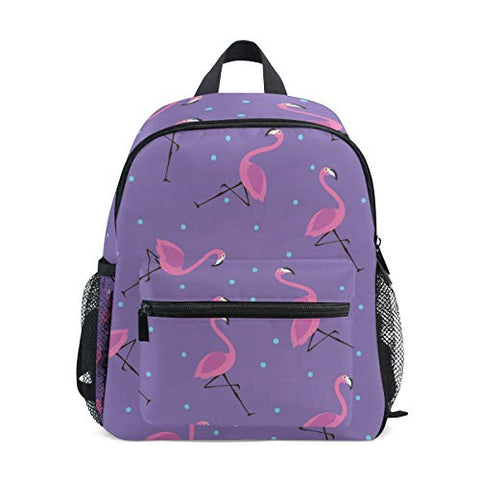 GIOVANIOR Purple Flamingos Blue Dots Lightweight Travel School Backpack for Boys Girls Kids