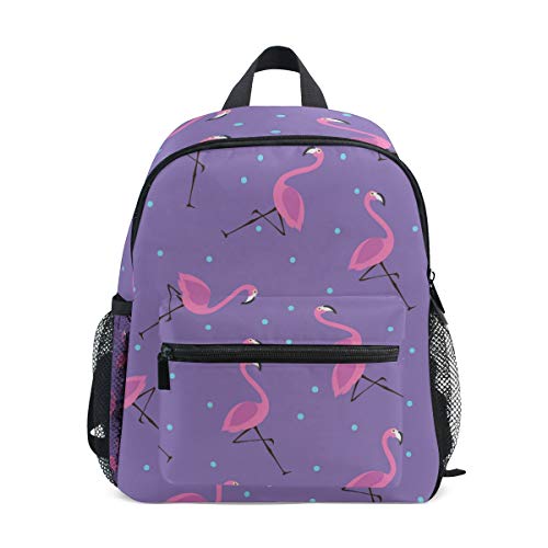 GIOVANIOR Purple Flamingos Blue Dots Lightweight Travel School Backpack for Boys Girls Kids