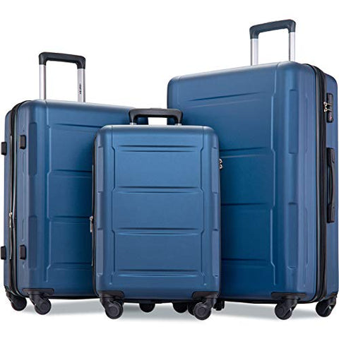 Merax Luggage Set with TSA Lock, All Expandable 3 Piece Hardshell Lightweight Suitcase Set 20inch 24inch 28inch (Blue)