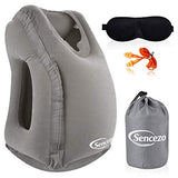 Sencezo Inflatable Travel Pillow Sleep Aid - with Eye Mask, Earplugs, & Carry Pouch - Airplane Pillow for Long-Haul Flights & Road Trips - Fast Inflate / Deflate, Compact, & Fully Supportive Accessories