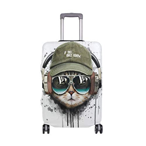 Luggage Cover Cool Music Cat Suitcase Protector Travel Luggage 18-32 Inch