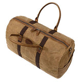 Berchirly Waterproof Oversized Canvas Genuine Leather Trim Travel Totes Duffel Shoulder Handbag