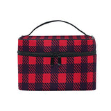 GIOVANIOR Red Black Plaid Checked Large Cosmetic Bag Travel Makeup Organizer Case Holder for