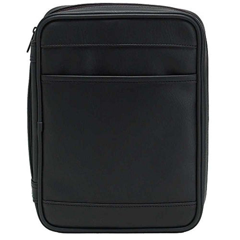 Black Outer Pocket 9 x 11.5 Leather Like Vinyl Bible Cover Case with Handle X-Large
