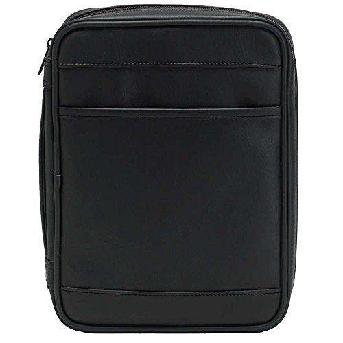 Black Outer Pocket 7.5 X 10 Leather Like Vinyl Bible Cover Case With Handle Medium