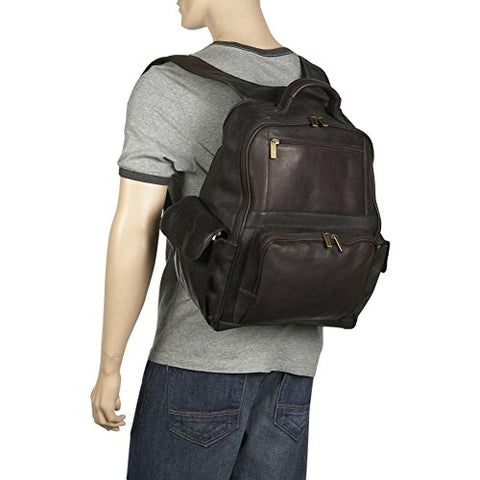 David King Leather Large Computer Backpack In Cafe