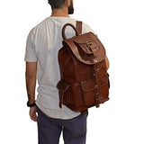 cuero 22" Genuine Large Leather Retro Rucksack Backpack College Bag,School Picnic Bag Travel