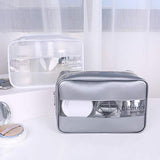 LIZHOUMIL Transparent Makeup Bag Storage Bags Travel Organizer Waterproof Makeup Beautician Cosmetic Bag Beauty Case Toiletry Bag Wash Bags Silver Medium