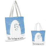 Animal Decor canvas messenger bag Mother Polar Bear Hugging Her Baby in the Snow North Winter