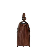 Vicenzo Leather Rushmore Full Grain Leather Briefcase (Brown)