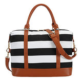 BLUBOON Women Ladies Canvas Weekender Bag Overnight Carry-on Duffle Tote Bag With PU Leather