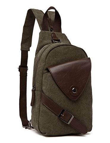Berchirly Vintage Military Mini Canvas Shoulder Crossbody Bag Backpack Army Green