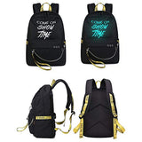 Hey Yoo HY670 Luminous Casual Laptop School Backpack School Bag Travel Backpack for Girls (Black with Yellow)
