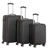3 Pieces Spinner Luggage Sets black Suitcase Sets Hardshell Lightweight ABS Travel Luggage