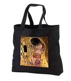 VintageChest – Masterpieces - Gustav Klimt - The Kiss - Tote Bags - Black Tote Bag 14w x 14h x 3d