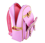 Gazigo Children Princess Waterproof PU Backpack for Elementary School Girls (Large:16.1 x 11.8 x 5.9 inch, Purple Backpack + Handbag)