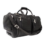 Piel Leather Duffel With Pockets On Wheels, Chocolate, One Size
