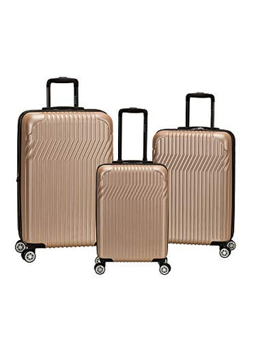 Rockland Pista 3 Piece Abs Non-Expandable Luggage Set, Champagne