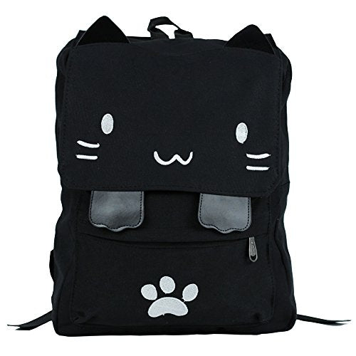 Shop Black College Cute Cat Embroidery Canvas – Luggage Factory