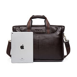 Bostanten Leather Briefcase Laptop Case Handbag Business Bags For Men Brown