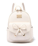 Pincnel Girls Bowknot Cute Leather Backpack Mini Shoulder Bag Backpack Purse For Women, Beige