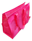 101 BEACH Waterproof Mesh Shopper Utility Beach Bag Zipper Organizing Tote bag (Pink)