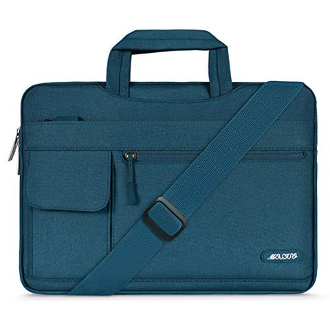 MOSISO Laptop Shoulder Bag Compatible 2018 New MacBook Air 13 A1932 Retina Display/MacBook Pro 13 A1989 A1706 A1708 USB-C 2018-2016/Surface Pro 6/5/4/3, Polyester Flapover Briefcase Sleeve, Deep Teal