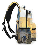Multi leisure backpack,Female Longhorn Cow Grazing In A Texas Pastur, travel sports School bag for adult youth College Students