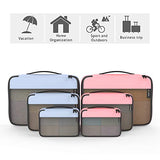Packing Cubes Organizer Bags For Travel Accessories Packing Cube Compression 6 Set For Luggage Suitcase (Light Grey Pink)