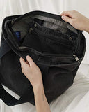 BAGGU Canvas Zip Tote, Nylon Shopping Tote or Lunch Bag, Recycled Wahsed Black