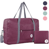 For Spirit Airlines Foldable Travel Duffel Bag Tote Carry on Luggage Sport Duffle Weekender Overnight for Women and Girls (3112 Wine Red)
